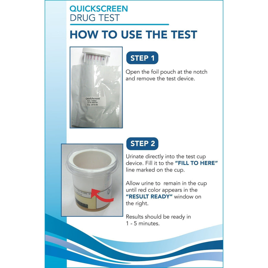 5 Panel QuickScreen Cup - 9178Z - Made in USA - AMP, COC, MET-500, OPI-2000, THC + Timer-Countrywide Testing
